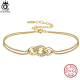 925 Silver Double Layer Infinity Chain Bracelet for Women