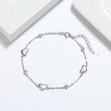 925 Silver Heart Charm Bracelet Set for Women, Party Jewelry SB02