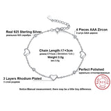 925 Silver Heart Charm Bracelet Set for Women, Party Jewelry SB02