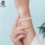 925 Silver Bracelet with 14k Pearl Chain for Women GPB10
