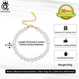 925 Silver Bracelet with 14k Pearl Chain for Women GPB10