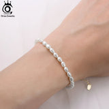 925 Silver Bracelet with 6mm Baroque Pearl for Women Vintage Jewelry