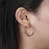 925 Silver Geometric Hoop Earrings Minimalism Jewelry