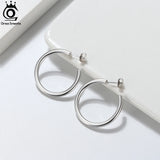 925 Silver Geometric Hoop Earrings Minimalism Jewelry