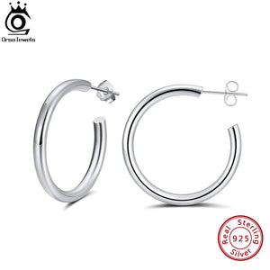 925 Silver Geometric Hoop Earrings Minimalism Jewelry