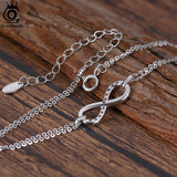 925 Silver CZ Infinity Bracelet Women Chain Fine Jewelry