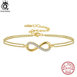 925 Silver CZ Infinity Bracelet Women Chain Fine Jewelry