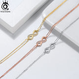 925 Silver CZ Infinity Bracelet Women Chain Fine Jewelry