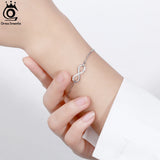 925 Silver CZ Infinity Bracelet Women Chain Fine Jewelry