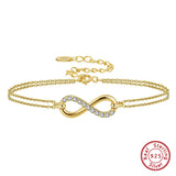 925 Silver CZ Infinity Bracelet Women Chain Fine Jewelry