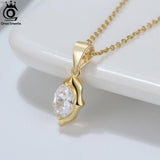 925 Silver Chain Pendant Necklace with Zirconia Jewelry SN300