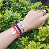925 Silver Charm 12 Birthstone Bracelet Red Agate Zirconia Beads GMB01