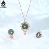 925 Silver Christmas Ferris Wheel Earrings Malachite Studs HOE19