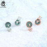 925 Silver Christmas Ferris Wheel Earrings Malachite Studs HOE19