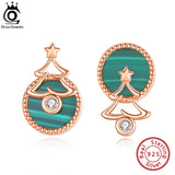 925 Silver Christmas Ferris Wheel Earrings Malachite Studs HOE19
