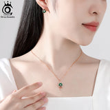 925 Silver Christmas Ferris Wheel Earrings Malachite Studs HOE19