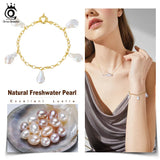 925 Silver Paperclip Chain with Pearl Bracelet for Women