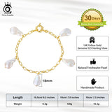 925 Silver Paperclip Chain with Pearl Bracelet for Women
