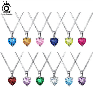 925 Silver Birthstone Pendant Necklace For Women APN02