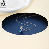 925 Silver Heart Shape Crystal Necklace with CZ Pendant