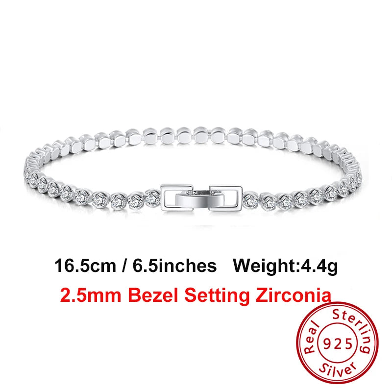 925 Silver Crystal Tennis Bracelet CZ Jewelry Party SB115