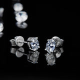 Sterling Silver Oval CZ Stud Earrings Wedding Anniversary APE58