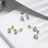 Sterling Silver Oval CZ Stud Earrings Wedding Anniversary APE58