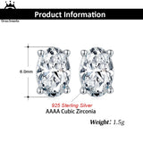 Sterling Silver Oval CZ Stud Earrings Wedding Anniversary APE58