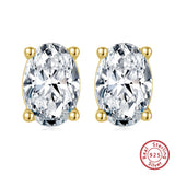Sterling Silver Oval CZ Stud Earrings Wedding Anniversary APE58