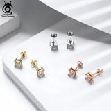 925 Sterling Silver Square CZ Stud Earrings Wedding Anniversary