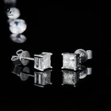 925 Sterling Silver Square CZ Stud Earrings Wedding Anniversary