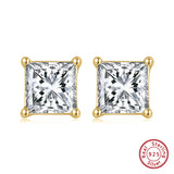 925 Sterling Silver Square CZ Stud Earrings Wedding Anniversary