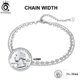925 Silver Coin Layered Chain Anklets for Women Foot Bracelet