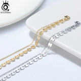 925 Silver Coin Layered Chain Anklets for Women Foot Bracelet