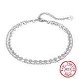 925 Silver Coin Layered Chain Anklets for Women Foot Bracelet