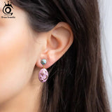 925 Silver Enamel Stud Earrings 14K Plated Fine Jewelry