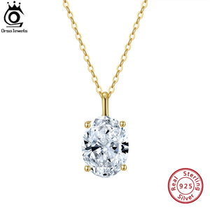 925 Silver CZ Bridal Pendant Necklace Oval-Cut Teardrop CZ Necklace