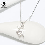 925 Silver Deer Necklace Good Luck Animal Pendant Cute Holiday Jewelry Gift