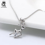 925 Silver Deer Necklace Good Luck Animal Pendant Cute Holiday Jewelry Gift