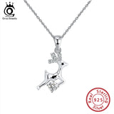 925 Silver Deer Necklace Good Luck Animal Pendant Cute Holiday Jewelry Gift