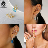 925 Silver Dangle Earrings w/ AAAA Cubic Zirconia for Women EQE43