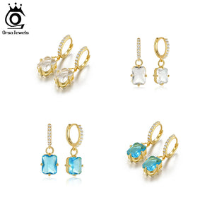 925 Silver Dangle Earrings w/ AAAA Cubic Zirconia for Women EQE43