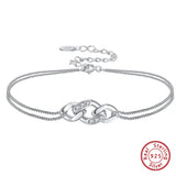 925 Silver Double Layer Infinity Bracelet for Women Adjustable Dainty Chain