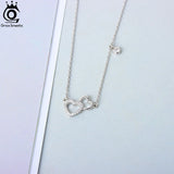 925 Silver Double Love Pendant Necklace Heart CZ Necklace for Women
