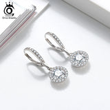 925 Silver Drop Earrings Women Clear CZ SE243