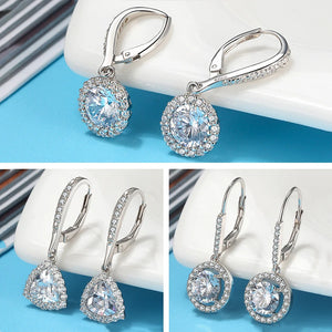 925 Silver Drop Earrings Women Clear CZ SE243