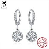 925 Silver Drop Earrings Women Clear CZ SE243
