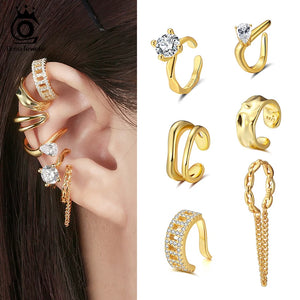 ORSA JEWELS 925 Silver Ear Cuffs Circle Earrings with Zircon