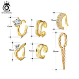 ORSA JEWELS 925 Silver Ear Cuffs Circle Earrings with Zircon