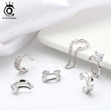 ORSA JEWELS 925 Silver Ear Cuffs Circle Earrings with Zircon